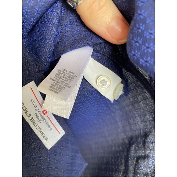 Bonobos Swiss Co. Slim Fit Dark Blue Dot Button-Up Shirt, Men's Size 16.5/ 34 - Picture 7 of 12